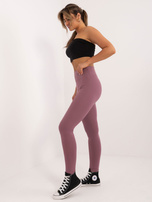 Hurt Brudnoróżowe sportowe legginsy basic w prążek