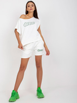 Biały bawełniany komplet dresowy z kieszeniami 