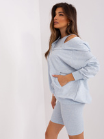 Light blue mélange casual three-piece set with a sweatshirt.