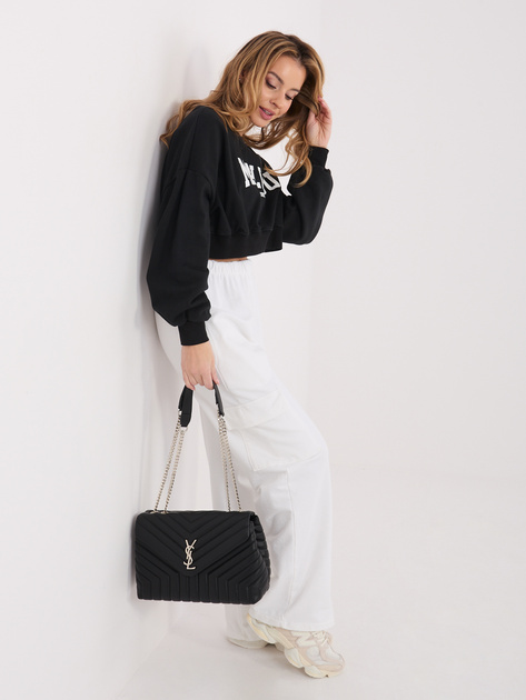 Czarna krótka bluza oversize z nadrukiem