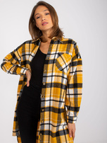 Żółto-czarna długa koszula z bawełny Jolanta