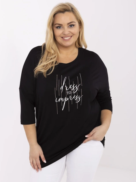 Czarna damska bluzka plus size z wiskozy