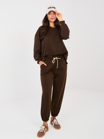 Czekoladowy dwuczęściowy komplet z bluzą oversize
