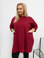 Bordowa długa bluzka plus size z kieszeniami
