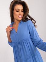 Hurt Niebieska letnia sukienka z falbaną SUBLEVEL