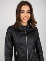 Hurtownia Czarna kurtka damska ze skóry ekologicznej