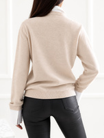 Beige women's 2-in-1 sweater with a collar.