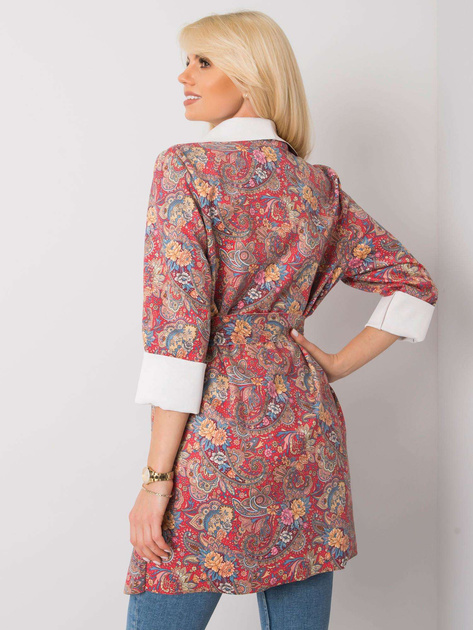 Czerwony wzorzysty płaszcz damski Aggie