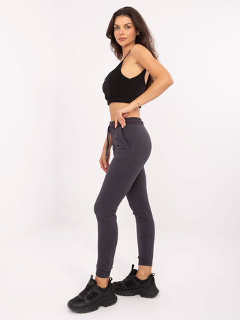 Hurt Grafitowe dresowe spodnie basic z wysokim stanem