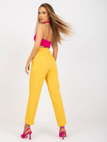 Hurtownia internetowa Ciemnożółte spodnie z materiału z prostą nogawką