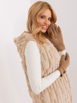 Hurt Camelowe zimowe rękawiczki z dzianiny 