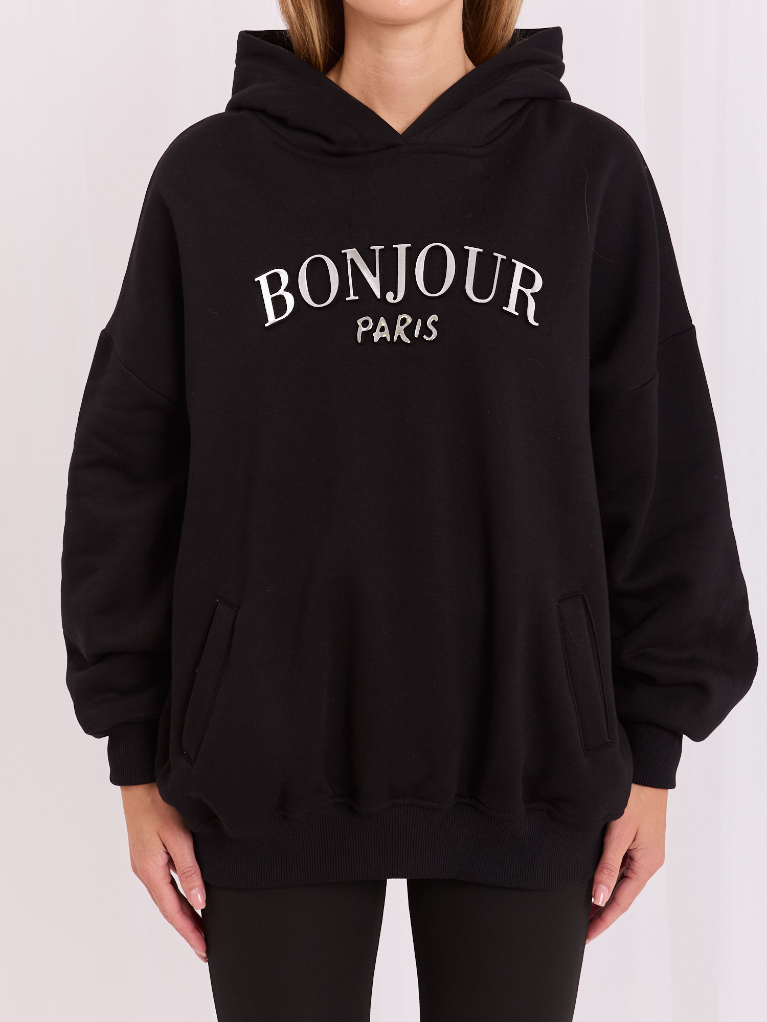 Schwarzer Hoodie mit Taschen Lille RUE PARIS.