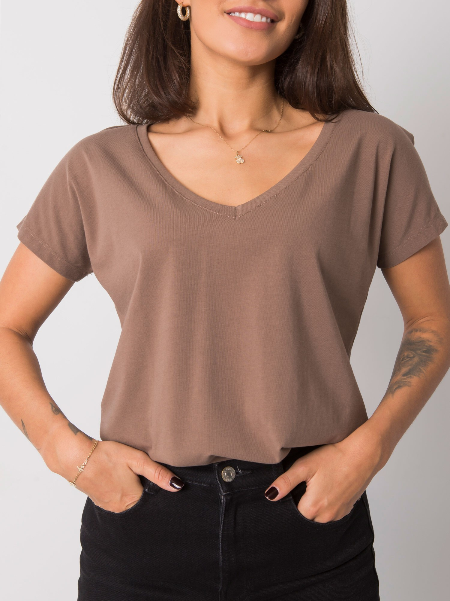 Kawowy t-shirt Emory