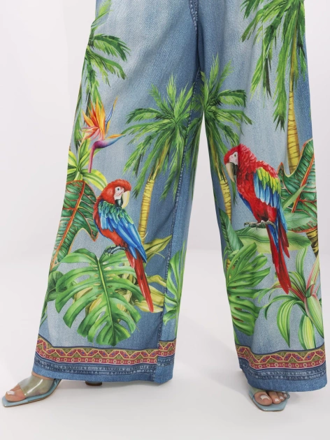 Niebieskie letnie spodnie damskie od kompletu