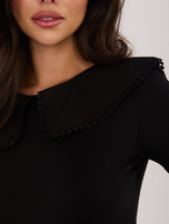 Czarna bluzka damska z kołnierzykiem RUE PARIS 