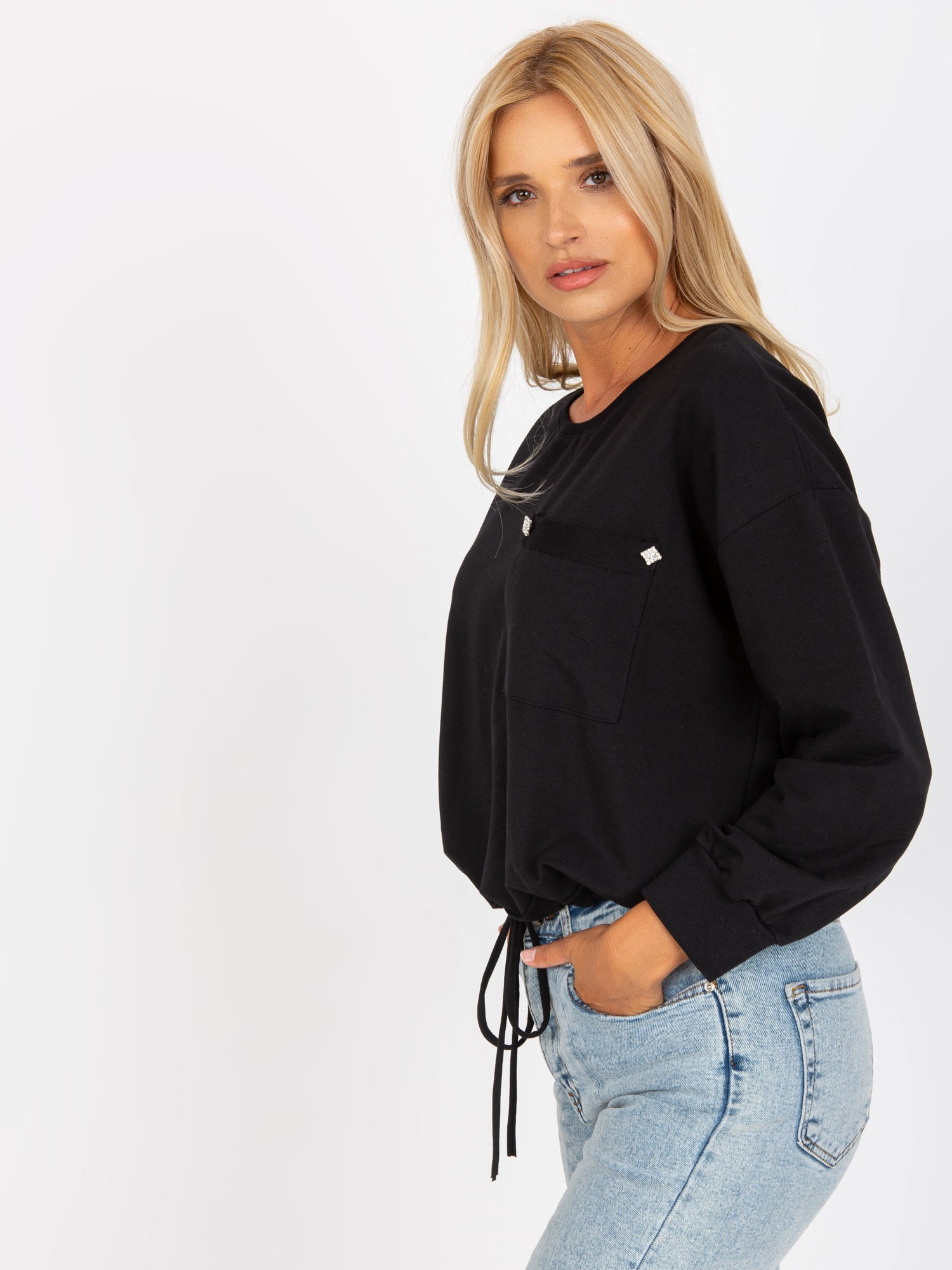 Hurt Czarna krótka bluza bez kaptura bawełniana RUE PARIS