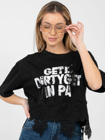 Czarna damska bluzka oversize z kokardkami 