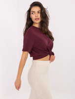 Burgundowy t-shirt z nadrukiem na plecach SUBLEVEL