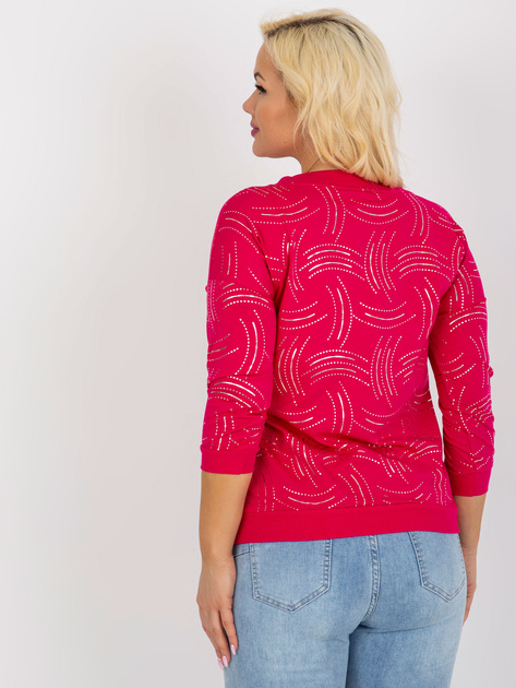 Hurt Fuksjowa damska bluzka plus size z dekoltem w serek