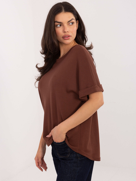 Brązowa bluzka basic z krótkim rękawem