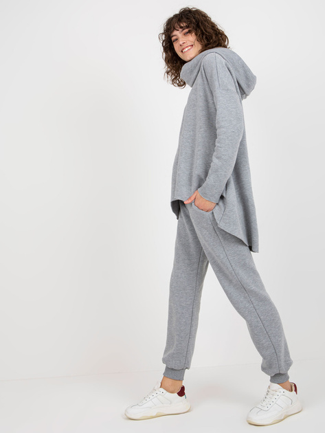 Hurt Szary dresowy komplet basic z asymetryczną bluzą