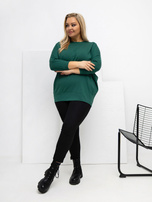 Ciemnozielona bluzka plus size z rękawem 3/4