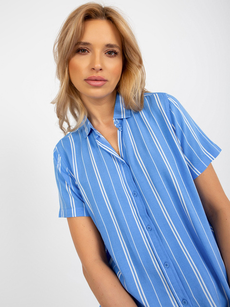 Hurt Niebieska rozpinana bluzka koszulowa w paski SUBLEVEL