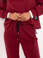 Bordowy damski komplet ze spodniami 