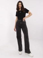 Dunkelgraue lange Jeans im Dad Fit mit geradem Bein.