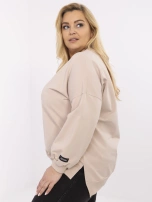 Beżowa asymetryczna bluza plus size z bawełny 