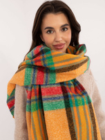 Hurtownia Pomarańczowy ciepły szal w kratę