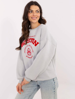 Hurt Jasnoszara damska bluza oversize z naszywką
