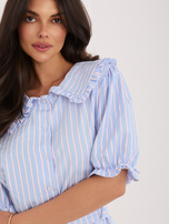 Jasnoniebieska letnia sukienka z bufiastymi rękawami