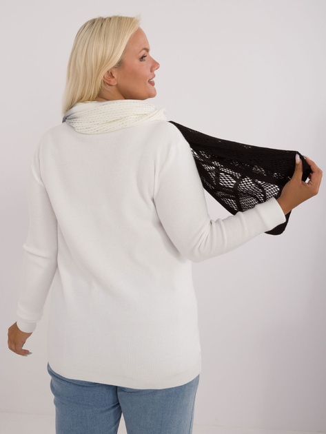 Hurtownia Ecru-czarny szal damski z bawełny i wełny