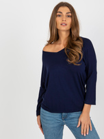 Hurtownia Granatowa damska bluzka basic z wiskozy