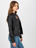 Hurt Czarna damska kurtka z ekoskóry biker z pikowaniem