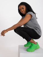 Ciemnoszary melanżowy t-shirt jednokolorowy basic z bawełny 