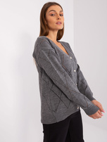 Hurt Ciemnoszary ażurowy sweter z domieszką wełny RUE PARIS