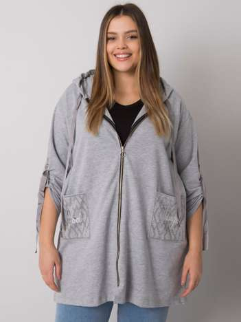 Szara melanżowa bluza plus size na suwak Zurich