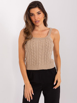 Hurt Ciemnobeżowy dwuczęściowy komplet z dzianiny