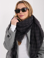 Ciemnoszaro-czarny damski szal z wełną
