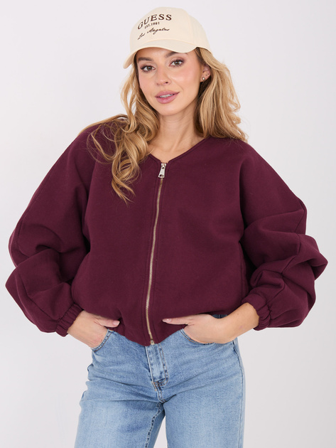 Burgundowa rozpinana bluza z dekoltem V