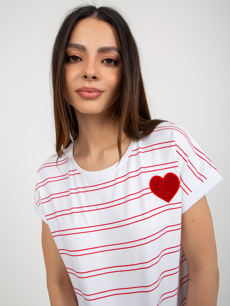 Hurt Biało-czerwona bluzka w paski z krótkim rękawem