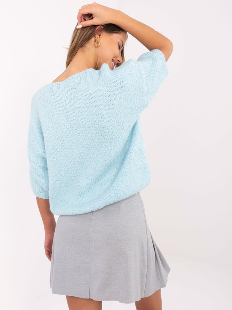 Hurt Jasnoniebieski sweter oversize z krótkim rękawem