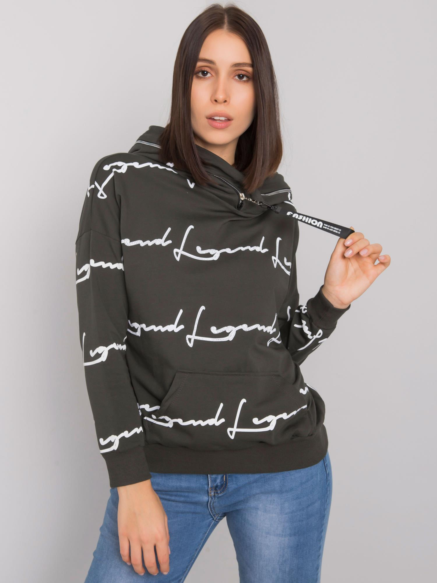 Dunkelkhaki Plus-Size Sweatshirt mit Tasche Jossy.
