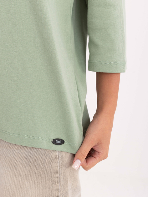 Pistacjowa casualowa bluzka z rękawem 3/4