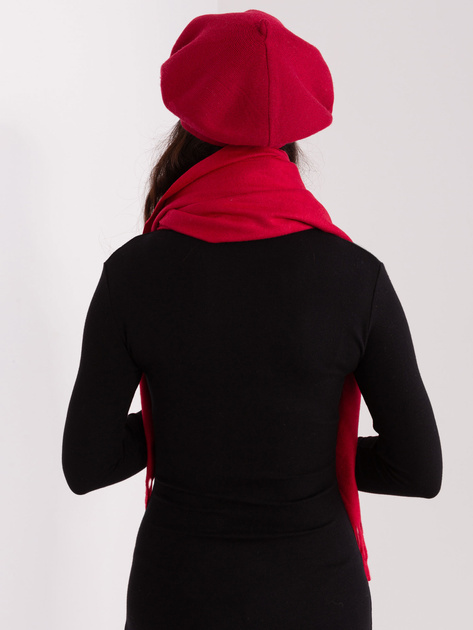 Hurt Bordowy jednokolorowy beret damski