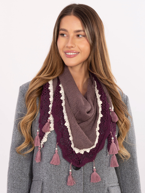 Fioletowa trójkątna chusta z perełkami