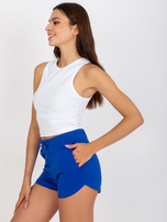 Ciemnoniebieskie dresowe szorty basic z wysokim stanem 