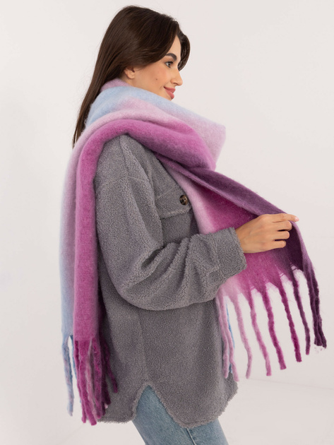 Hurt Ciemnofioletowo-niebieski zimowy szal ombre